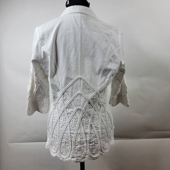 Gretty Zueger White Embroidered Button Down Top Size S - Picture 6 of 16